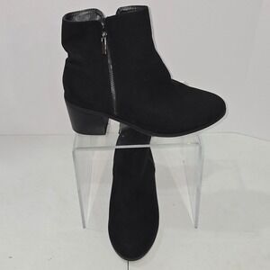 Evans Black Faux Suede Ankle Boots Extra Wide Fit Size 10 Jean  Block Heel
